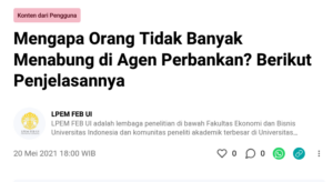 Mengapa orang tidak banyak menabung di perbankan